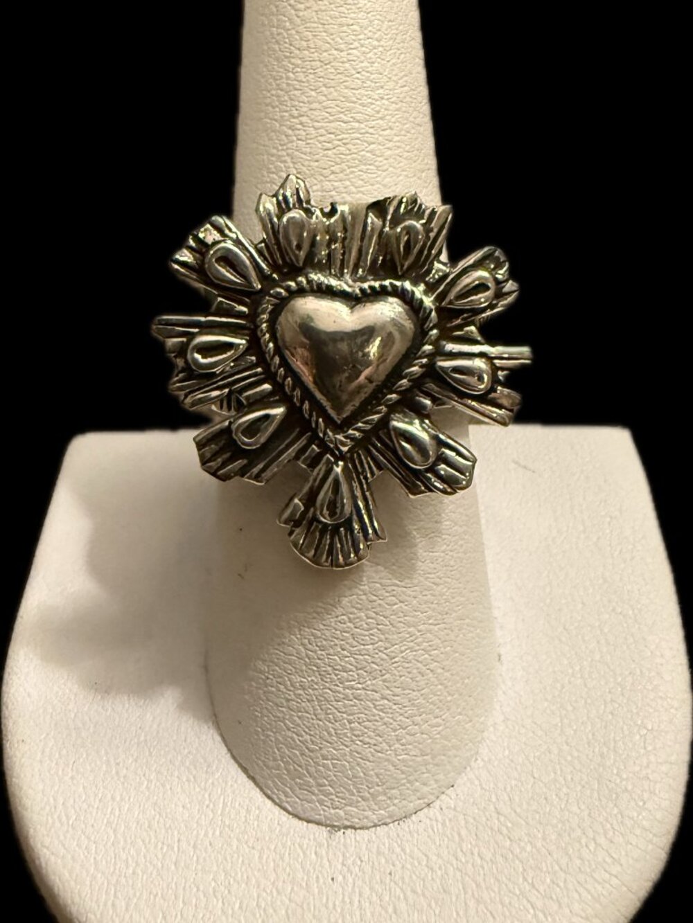 Taxco Sterling Silver sacred heart ring